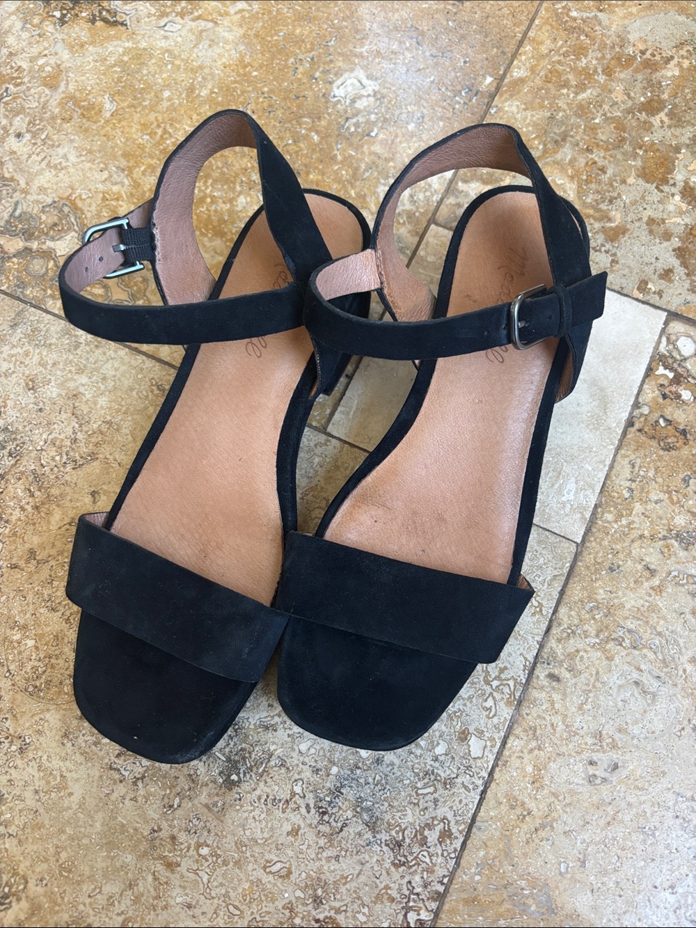 Madewell Black Ankle-Strap Suede Sandals